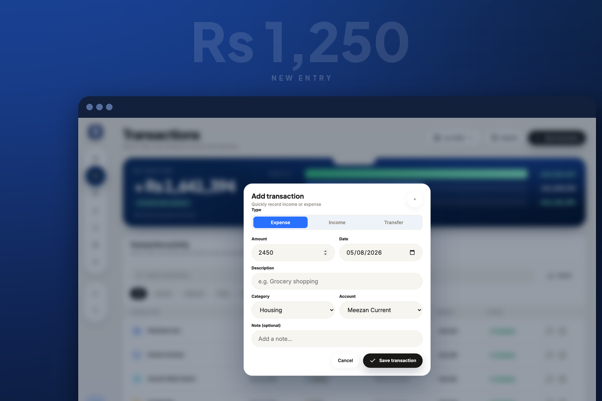Rakama finance dashboard showing categorized spending and recent transactions