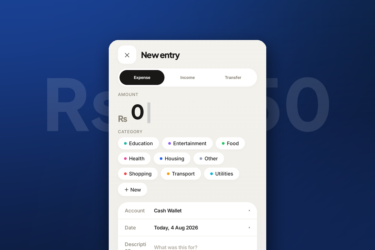 Rakama finance dashboard showing categorized spending and recent transactions